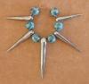 Turquoise And Silver Spike Bead Set